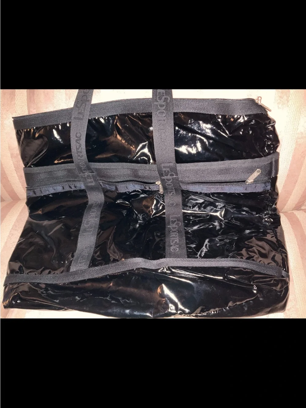 Le sport sac Black Glossy Nylon  Tote Bag